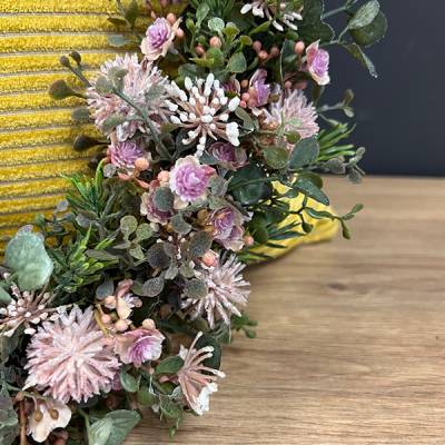 Kranz Seidenblumen silber, rosa, grün | handgefertigt | Mooie Tijd
